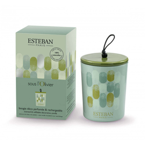 Bougie déco parfumée rechargeable Esteban sous l'olivier
