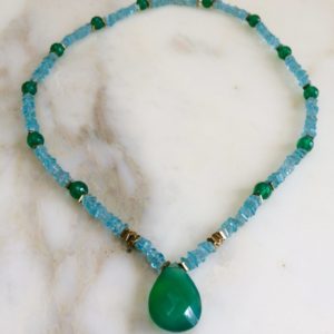 collier ras de cou ApatiteOnyx Vert boutique bijoux Toulouse
