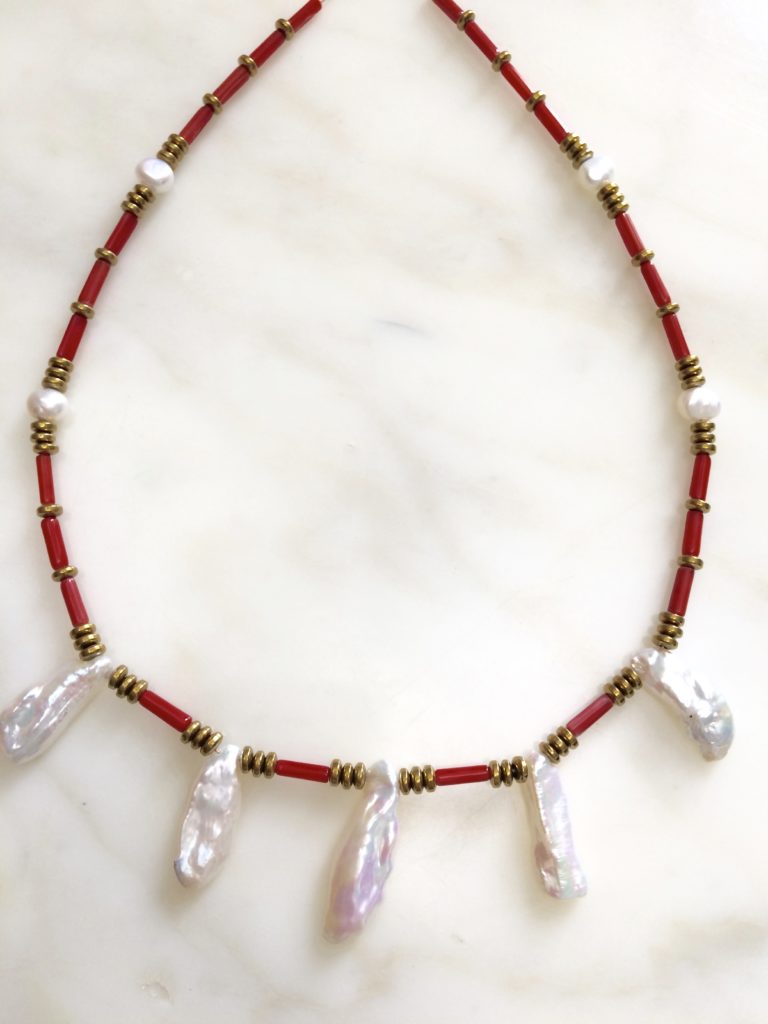 collier ras de cou en corail hematite perle culture keshi boutique bijoux toulouse
