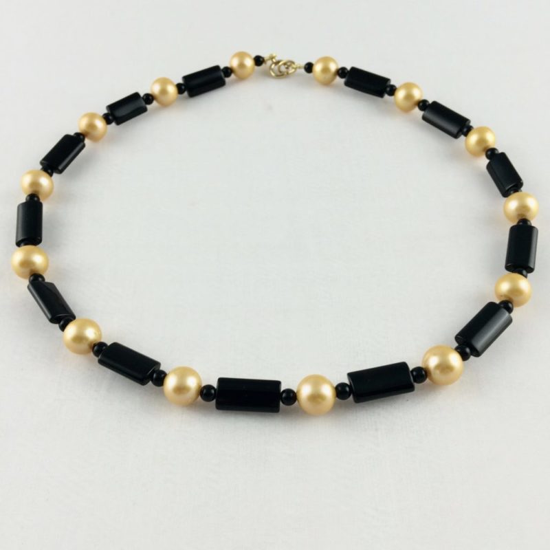 collier ras de cou onyx et perle culture 10mm boutique bijou toulouse