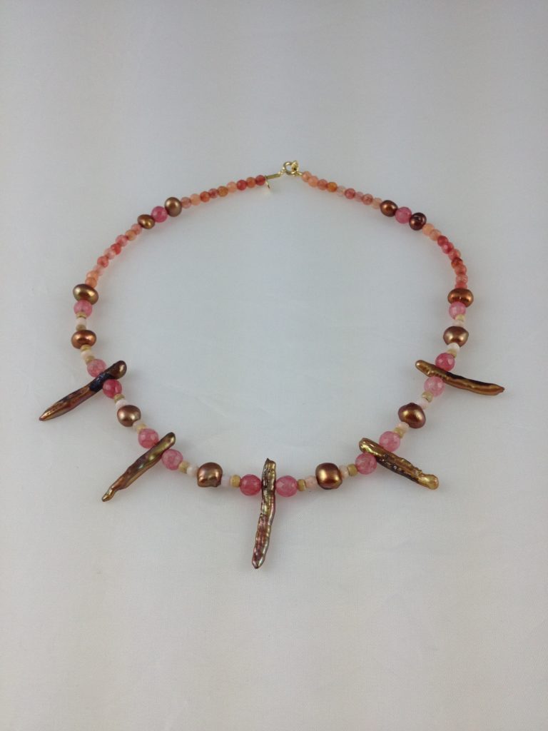 collier ras de cou perle culture agate bois opale rose boutique bijoux toulouse