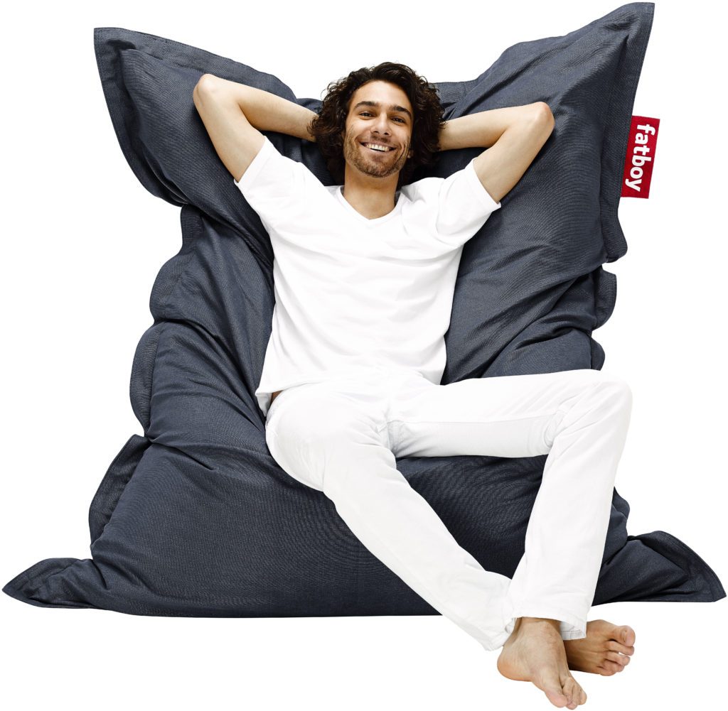 pouf the original stonewashed matiere grise Bleu foncé