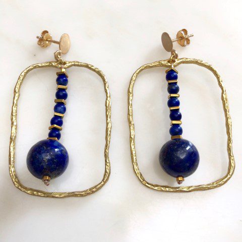 Boucles d'oreilles carré lapis lazuli