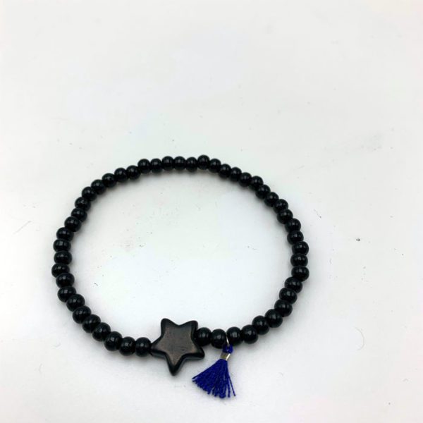 Bracelet-étoile-noir-pompon-bleu magasin mode toulouse