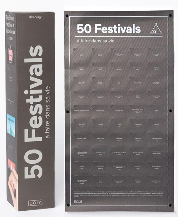 DOIY Poster 50 Festivals à Tester dans sa Vie 50 Cases à Ouvrir 1