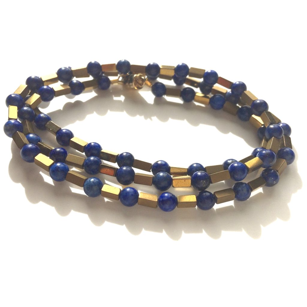 Bracelet triple ou Collier fermoir aimant Lapis Lazuli Bijoux Atelier114 Toulouse