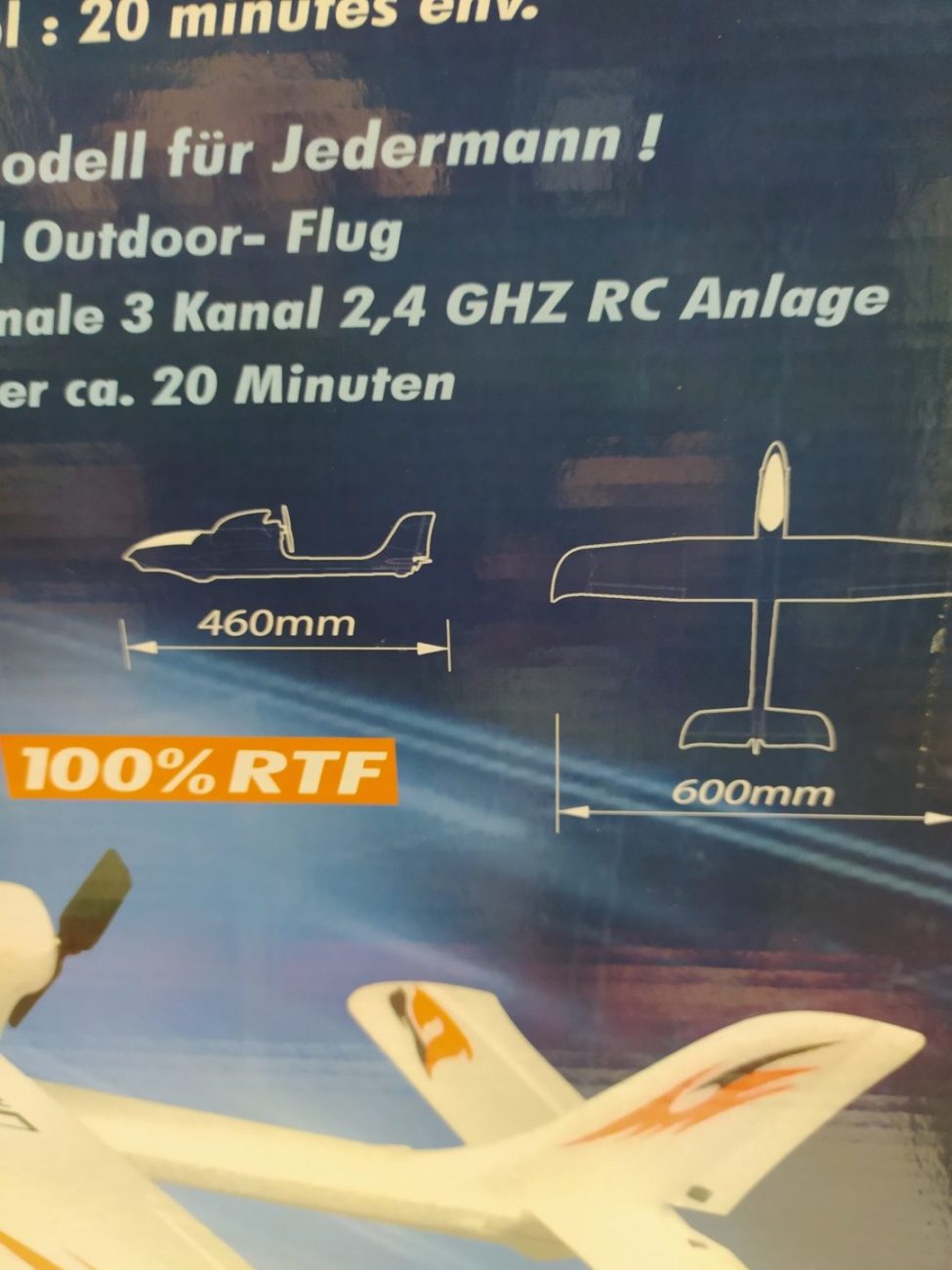 dimension avion Fun2Fly Glider 600