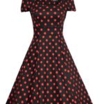 NOIR A POIS ROUGE Robe style 50 th