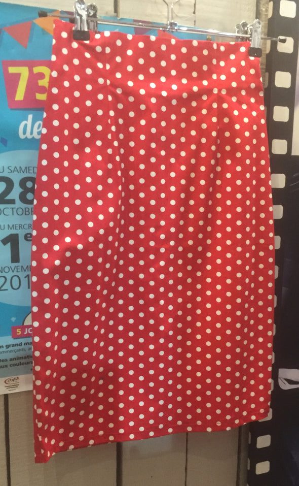 ROUGE A POIS BLANCS Jupe crayon