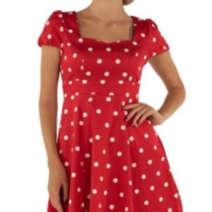 ROUGE POIS BLANCS Robe évasée pin up