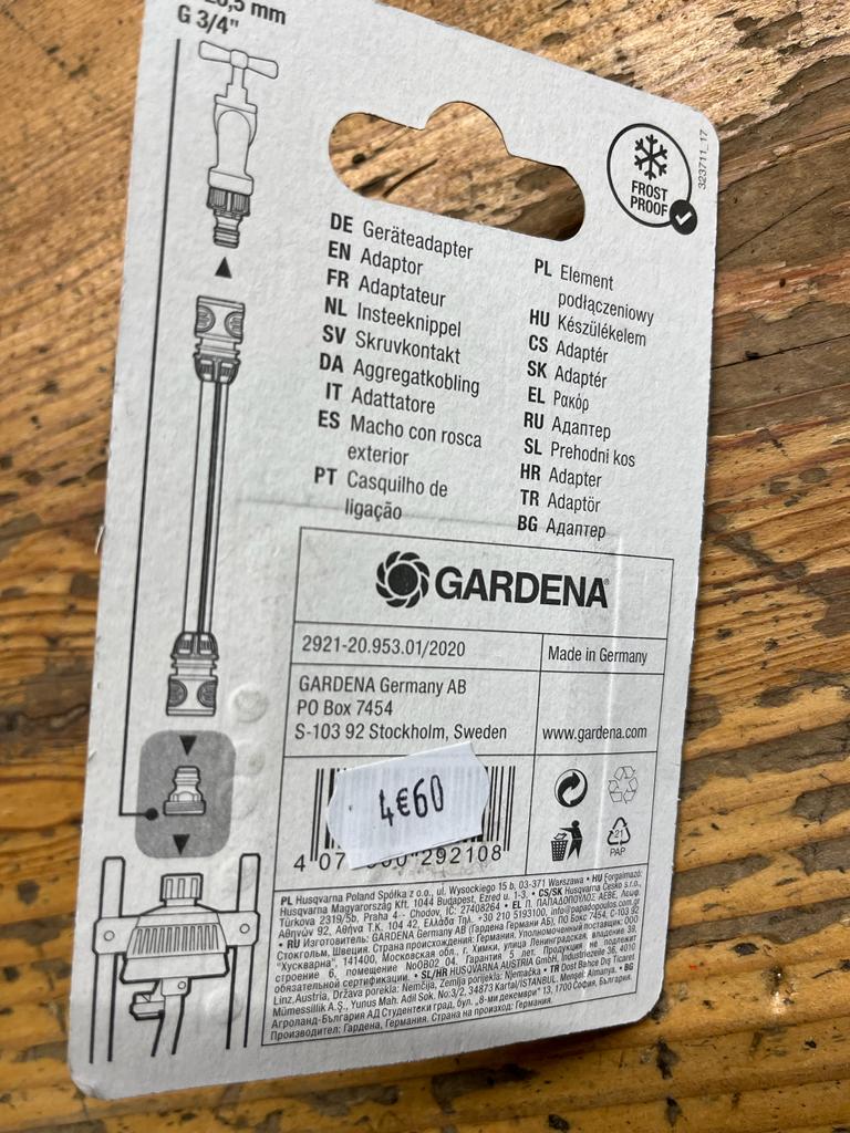 Adaptateur mal 26,5 mm - Gardena