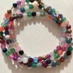 Bracelet triple ou collier multicolore, agate, cristal de roche, hématite, pyrite