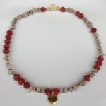 Collier Agate rouge Boule Hématite